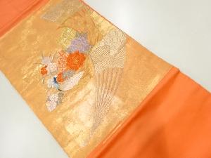 牡丹に孔雀模様織出し名古屋帯